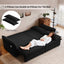 LLappuil Pull Out Sofa Bed Queen Size, 85" Loveseat Sofa with Movable Ottoman, USB Charging Port, Corduroy Sofa Couch Convertible Sofa Bed for Living Room Black