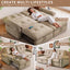 LLappuil 77" Pull Out Sofa Bed Queen Size, Loveseat Sofa Convertible Sleeper Sofa Bed, Flannelette Fabric Sofa Couch for Living Room Brown
