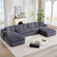 LLappuil Sectional Sofa, Oversized 138" Sectional Couch Convertible Sofa Bed, 6 Seat Corduroy Sofa Couch with Side Pocket for Living Room, No Assembly Dark Gray