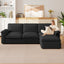 LLappuil Sectional Sofa, Cloud Sectional Couch with Movable Ottoman, 4 Seat Chenille Sofa Couch for Living Room Black