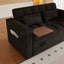 LLappuil Pull Out Sofa Bed Full Size, 65" Loveseat Sofa Convertible Sofa Bed, Chenille Sofa Couch with Small Toptable, Charging Port, Hidden Storage Armrest for Living Room Black