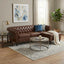 LLappuil Sectional Sofa, 85" Mid-Century Chesterfield Sofa with Storage Ottoman, Faux Leather 3 Seater Sofa for Living Room Brown
