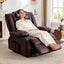 LLappuil Recliner Chair, 360° Swivel Massage Recliner Chair with Heat, Nursery Glider Rocker Recliner Chair with Cup Holders, USB Charge Port, Side Pockets for Living Room, Bedroom Brown