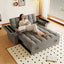 LLappuil Pull Out Sofa Bed Full Size, 65" Loveseat Sofa Convertible Sofa Bed, Velvet Sofa Couch with Small Toptable, Charging Port, Hidden Storage Armrest for Living Room Dark Gray