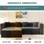 LLappuil Modular Sectional Sofa, Oversized Floor Sofa Convertible Sleeper Sofa Bed King Size, Velvet 3 Seater Sofa with Movable Ottoman for Living Room