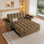 LLappuil Pull Out Sofa Bed Full Size, 65" Loveseat Sofa Convertible Sofa Bed, Chenille Sofa Couch with Small Toptable, Charging Port, Hidden Storage Armrest for Living Room Khaki
