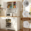 LLappuil 72.8" Kitchen Pantry, Kitchen Pantry Storage Cabinet with LED Light & Outlet, Kitchen Hutch with 6 Hooks, Drawer, Adjustable Shelves White