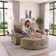LLappuil 60" Loveseat Sofa with Storage Ottoman, 2 Seat Sofa Convertible Sofa Bed, Chenille Sofa Couch with Small Tabletop, USB & Type-c Charging Port, Cup Holders for Living Room Khaki