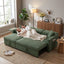 LLappuil Sectioanl Sofa, 84" Sectioanl Couch with Storage Chaise, Small Desktop, Cup Holders, Chaiging Port Convertible Sofa Bed, Corduroy Pull Out Sofa Bed for Living Room Green