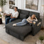 LLappuil 81" Loveseat Sofa with Recliner Chair, 3 Seat Sofa with Pull Out Sofa Bed, Chenille Sofa Couch Convertible Sofa Bed with Tabletop, Cup Holder, USB & Type-c Charging Port for Living Room