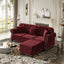 LLappuil Modular Sectional Sofa, 3 Seat Velvet Sofa with Ottoman for Living Room Red
