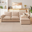 LLappuil Sectional Sofa, Cloud Sectional Couch with Movable Ottoman, 4 Seat Chenille Sofa Couch for Living Room Brown