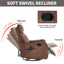 LLappuil Recliner Chair, 360° Swivel Massage Recliner Chair with Heat, Nursery Glider Rocker Recliner Chair for Living Room, Bedroom, Faux Leather Brown