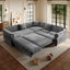 LLappuil Sectional Sofa, Pull Out Sofa Bed King Size, 5 Seat Chenille Sofa Couch Convertible Sleeper Sofa Bed for Living Room Light Gray