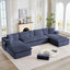 LLappuil Sectional Sofa, Oversized 138" Sectional Couch Convertible Sofa Bed, 6 Seat Corduroy Sofa Couch with Side Pocket for Living Room, No Assembly Blue