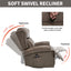 LLappuil Recliner Chair, 360° Swivel Massage Recliner Chair with Heat, Genuine Leather Nursery Glider Rocker Manual Recliner Chair with Side Pockets for Living Room, Bedroom Gray