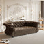 LLappuil 84" Pull Out Sofa Bed Queen Size, Oversized Chesterfield Velvet Sofa with Flower Tufting, Loveseat Sofa Couch Convertible Sofa Bed for Living Room Brown