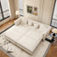 LLappuil Pull Out Sofa Bed King Size, 89" Chesterfield Sofa Convertible Sleeper Sofa Bed, Velvet 3-Seater Sofa with Movable Ottoman for Living Room Beige