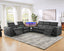 LLappuil Home Theater Seating, Sectional Sofa, Faux Leather 5 Seat Recliner Sofa Chair with Motorized Lift Wine Cabinet, Blue Tooth HiFi Subwoofer Speakers, Colorful Ambient LED, Touch Lamp Black