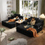 LLappuil 2 Piece Chaise Lounge Chair Indoor, Corduroy Boneless Sofa Bed, Deep Seat Sleeper Couch Reading Chairs, Cloud Sofas Couches for Living Room, No Assembly Required Black