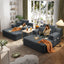 LLappuil 2 Piece Chaise Lounge Chair Indoor, Corduroy Boneless Sofa Bed, Deep Seat Sleeper Couch Reading Chairs, Cloud Sofas Couches for Living Room, No Assembly Required Dark Gray