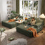 LLappuil 2 Piece Chaise Lounge Chair Indoor, Corduroy Boneless Sofa Bed, Deep Seat Sleeper Couch Reading Chairs, Cloud Sofas Couches for Living Room, No Assembly Required Green