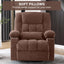LLappuil Recliner Chair, 360° Swivel Massage Recliner Chair with Heat, Nursery Glider Rocker Manual Recliner Chair with Side Pocket, 2 Cup Holders, USB Charge Port for Living Room, Bedroom Brown