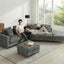 LLappuil 147" Modular Sectional Sofa, Sectional Couch with 2 Movable Coffee Table Ottoman, Oversized 6 Seat Chenille Sofa Couch for Living Room Dark Gray