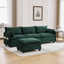 LLappuil Sectional Sofa, 4 Seat Corduroy Cloud Sofa Couch with Reversible Ottoman for Living Room Green