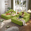 LLappuil 2 Piece Chaise Lounge Chair Indoor, Corduroy Boneless Sofa Bed, Deep Seat Sleeper Couch Reading Chairs, Cloud Sofas Couches for Living Room, No Assembly Required Olive
