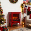 LLappuil 18" Electric Fireplace, Freestanding Electric Fireplace Stove Heater with 3D Flame Effect for 800 Sq. Ft, 1400W /700W heat/ 5000 BTU Red