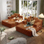 LLappuil 2 Piece Chaise Lounge Chair Indoor, Corduroy Boneless Sofa Bed, Deep Seat Sleeper Couch Reading Chairs, Cloud Sofas Couches for Living Room, No Assembly Required Orange