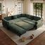 LLappuil Sectional Sofa, Pull Out Sofa Bed King Size, 5 Seat Chenille Sofa Couch Convertible Sleeper Sofa Bed for Living Room Green