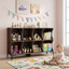 LLappuil 8 Cube Bookcase, Horizontal Bookshelf, 2-Tier Wooden Storage Cabinet for for Living Room, Bedroom, Home Office
