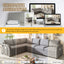 LLappuil Sectional Sofa, 115" Sectional Couch with Pull Out Sofa Bed King Size, 6 Seat Teddy Sofa Convertible Sofa Bed for Living Room Light Gray