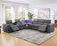 LLappuil Home Theater Seating, Sectional Sofa, Faux Leather 5 Seat Recliner Sofa Chair with Motorized Lift Wine Cabinet, Blue Tooth HiFi Subwoofer Speakers, Colorful Ambient LED, Touch Lamp Dark Gray