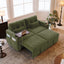LLappuil Loveseat Sofa, Pull Out Sofa Bed Queen Size, Corduroy Sofa Couch with 360° Swivel Tabletop, USB Charging Port, Cup Holder for Living Room Green