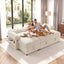 LLappuil 86" Sectional Sofa, Sectional Couch with Pull Out Sofa Bed, Corduroy Sofa Couch Convertible Sofa Bed with Storage Chaise, Small Desktop, Charging Port for Living Room