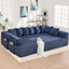 LLappuil 146" Sectional Sofa, U Shaped Sectional Couch with Chaise, 5 Seat Corduroy Sofa Convertible Sleeper Sofa Bed for Living Room Blue
