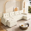 LLappuil Sectional Sofa, U Shaped Sectional Couch with Pull Out Sofa Bed, Chenille Convertible Sleeper Sofa Bed with Chaise, Removable Armrests, USB Ports Beige