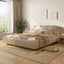 LLappuil Upholstered Platform Bed Queen Size, Oversized Wood Bed Frame with Padded Backrest Beige