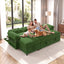 LLappuil 86" Sectional Sofa, Sectional Couch with Pull Out Sofa Bed, Corduroy Sofa Couch Convertible Sofa Bed with Storage Chaise, Small Desktop, Charging Port for Living Room