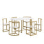 LLappuil Dining Table Set for 6, 7 Piece Dining Table Set with 55" Dining Table, 6 Dining Chairs Gold