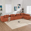 LLappuil 146" Sectional Sofa, U Shaped Sectional Couch with Chaise, 5 Seat Corduroy Sofa Convertible Sleeper Sofa Bed for Living Room Orange