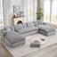 LLappuil Sectional Sofa, Oversized 138" Sectional Couch Convertible Sofa Bed, 6 Seat Corduroy Sofa Couch with Side Pocket for Living Room, No Assembly Gray