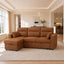 LLappuil Sectional Sofa, 83" Sectional Couch with Storage Chaise, Pull Out Sofa Bed Convertible Sofa Bed with Cup Holder for Living Room, Foil Fabric Brown