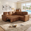 LLappuil 76" x 76" Sectional Sofa, Sectional Couch with Pull Out Sofa Bed Twin Size, 4 Seat Sofa Couch with Cup Holders & Side Pocket Convertible Sofa Bed for Living Room, Foil Fabric Brown