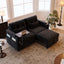LLappuil Loveseat Sofa, Pull Out Sofa Bed Queen Size, Corduroy Sofa Couch with 360° Swivel Tabletop, USB Charging Port, Cup Holder for Living Room Black