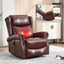 LLappuil Recliner Chair, 360° Swivel Massage Recliner Chair with Heat, Genuine Leather Nursery Glider Rocker Manual Recliner Chair with Side Pockets for Living Room, Bedroom Red
