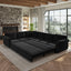 LLappuil Sectional Sofa Couch, Oversized Chenille Sofa with Pull Out Sofa Bed for Living Room Black
